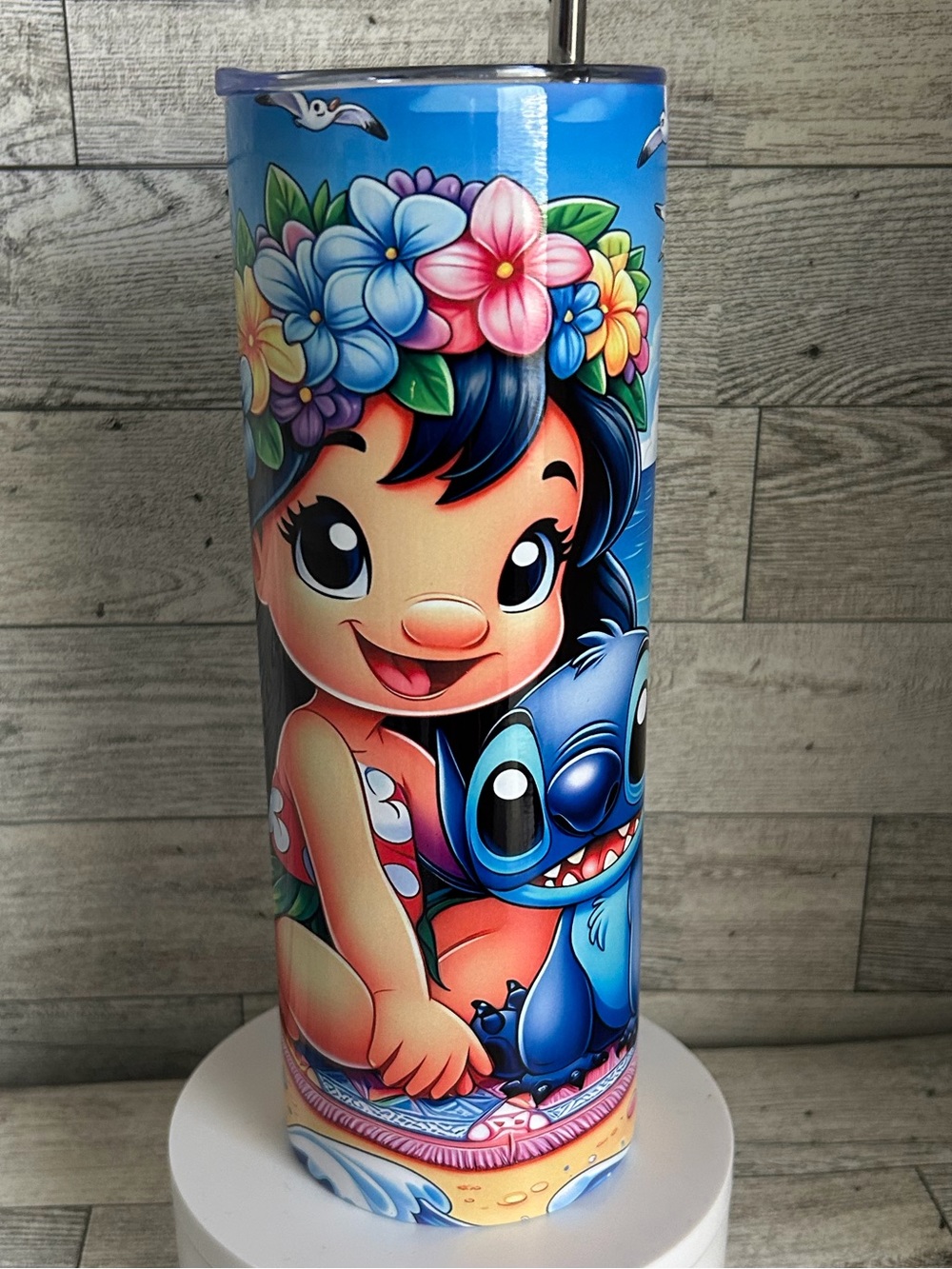 Disney Lilo & Stitch Floral Beach 20oz Tumbler - Blue
